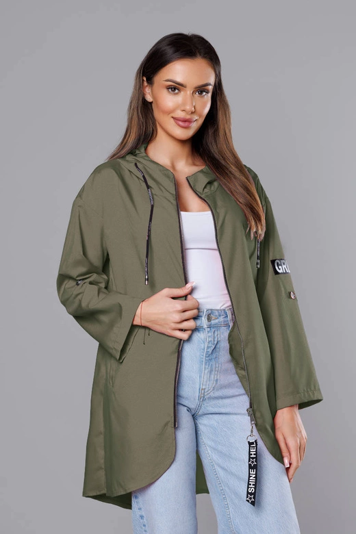 Cienka asymetryczna narzutka damska khaki (B8117-11)