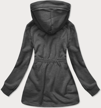 DŁUGA DAMSKA BLUZA ROZPINANA GRAFITOWA (AMG708)