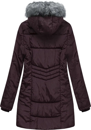 DŁUŻSZA PIKOWANA KURTKA Z KAPTUREM CIEMNOFIOLETOWA (XR2625X)