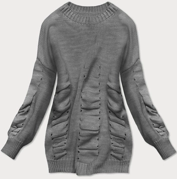 SWETER Z MARSZCZENIAMI CIEMNOSZARY (182ART)