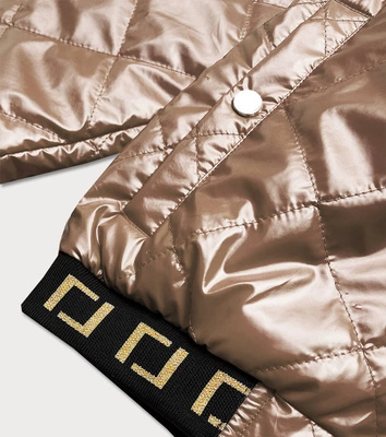 Błyszcząca kurtka damska bomberka karmelowa (b9798-46)