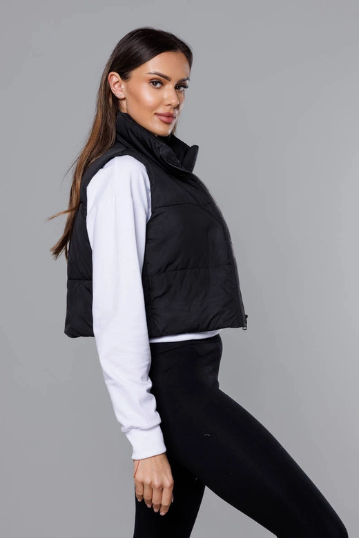 Krótka kamizelka ze stójką czarna (16M9079-392)