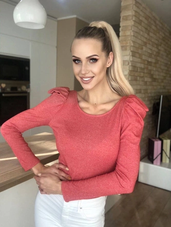 BLUZKA Z BUFKAMI KORALOWA (21240)