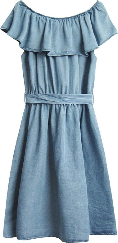 SUKIENKA JEANSOWA Z FALBANĄ JASNONIEBIESKA (390ART)