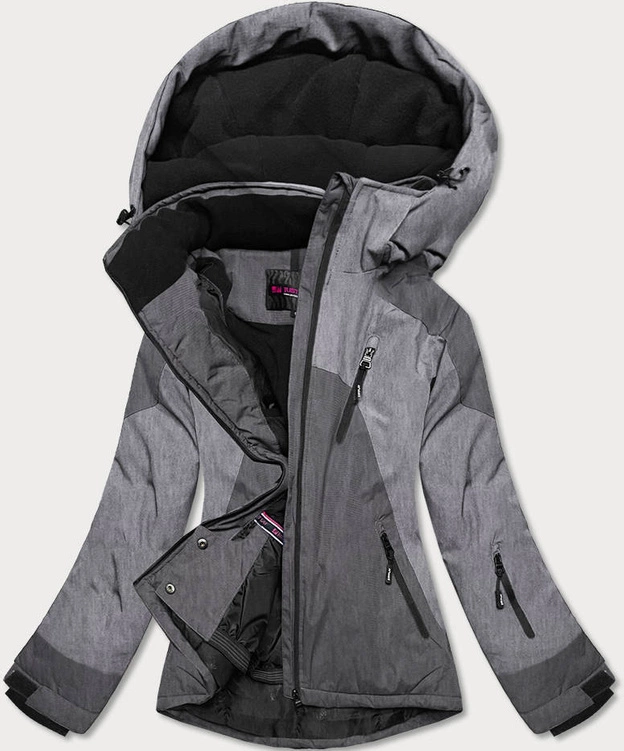 DAMSKA KURTKA NA NARTY SZARY/MELANŻ (B2353)