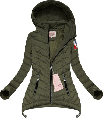 KURTKA PIKOWANA Z WYDŁUŻONYMI BOKAMI KHAKI (XW563X)