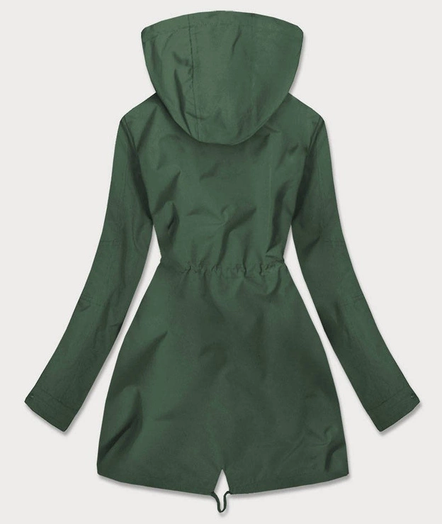 DWUSTRONNA PARKA DAMSKA Z KAPTUREM KHAKI W KROPKI (W354-1BIG)