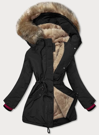 Zimowa parka damska na futerku czarna (can-579big)