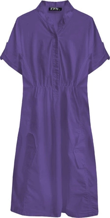 BAWEŁNIANA SUKIENKA KOSZULOWA FIOLETOWA (1052)