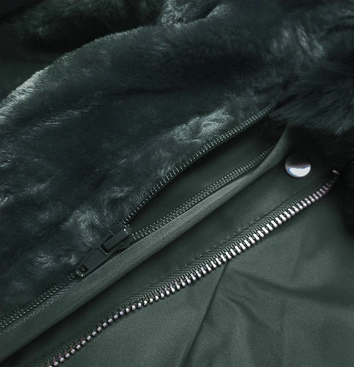 DAMSKA KURTKA PARKA ZIMOWA Z PODPINKĄ CIEMNOZIELONA (B2717-10)