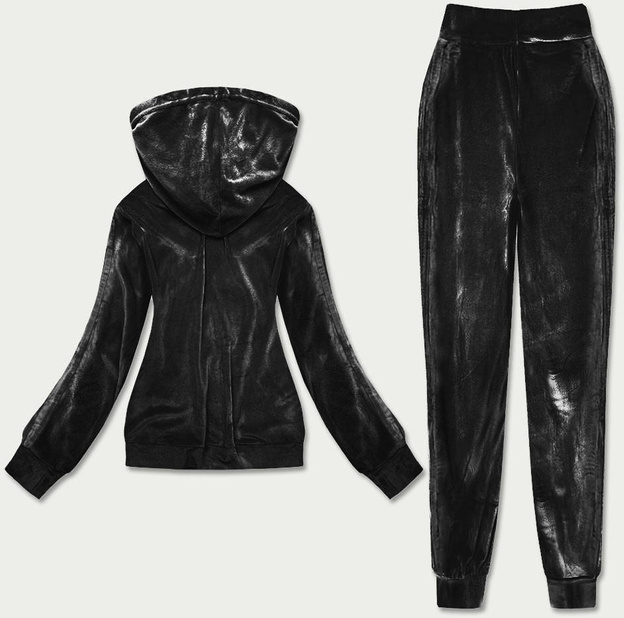 Welurowy dres damski czarny (81224)