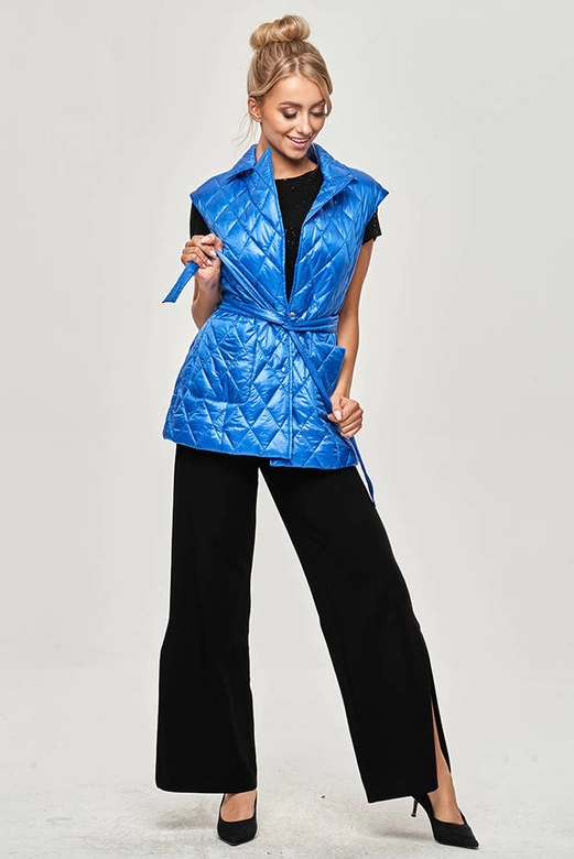 Kamizelka damska z kołnierzem chabrowa (jin221)