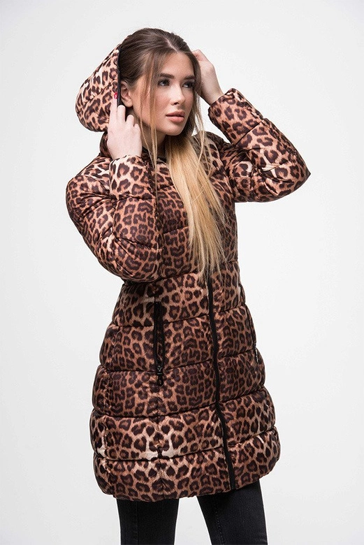 DWUSTRONNA KURTKA W PANTERKĘ BRĄZOWO-CZARNA (J9-009)