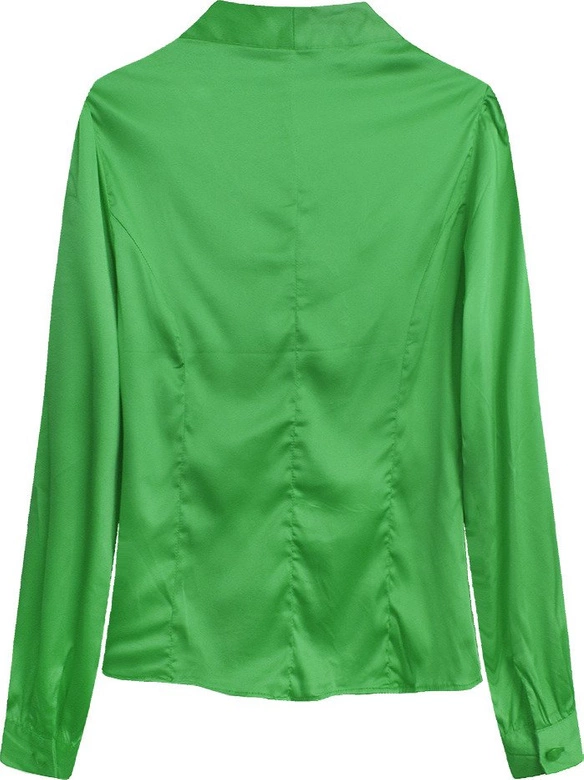SATYNOWA KOSZULA Z WIĄZANĄ STÓJKĄ ZIELONA (1064)