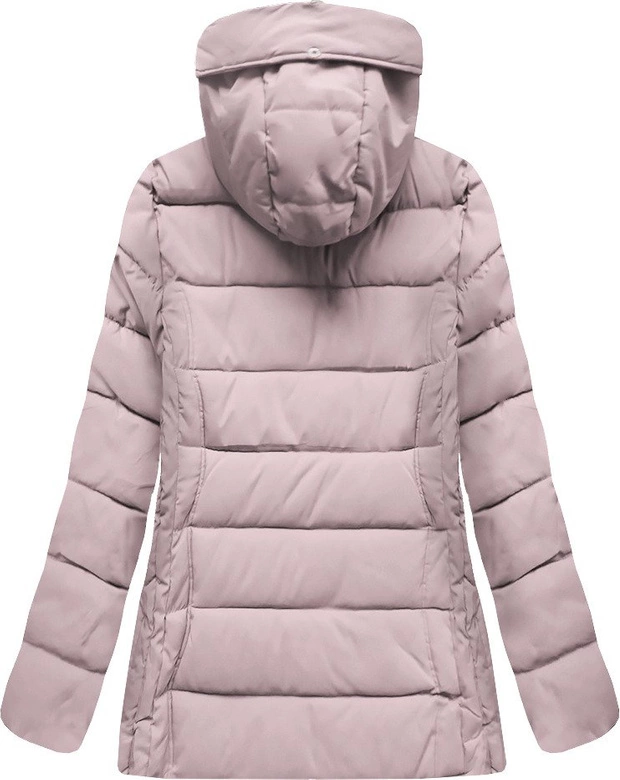 PIKOWANA KURTKA Z KAPTUREM JASNORÓŻOWA (R9505)