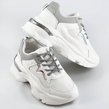Sznurowane buty sportowe damskie biało-szare (lu-3)