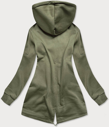 DŁUGA DAMSKA BLUZA Z KAPTUREM KHAKI (AMG705)