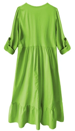 BAWEŁNIANA SUKIENKA OVERSIZE LIMONKOWA (278ART)