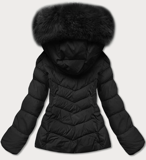 Krótka kurtka damska zimowa czarna (TY043-1)