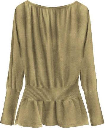 SWETER Z BUFIASTYMI RĘKAWAMI JASNOBRĄZOWY (1532)