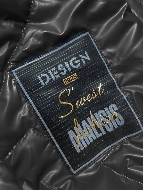 Pikowana kurtka na zatrzaski czarna (B8179-1)