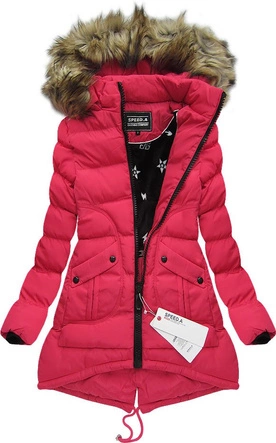 ASYMETRYCZNA KURTKA Z KAPTUREM CZERWONA (W815)