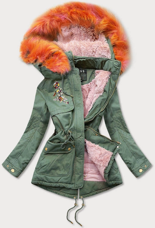 BAWEŁNIANA DAMSKA PARKA ZIMOWA KHAKI 1 (K5001)