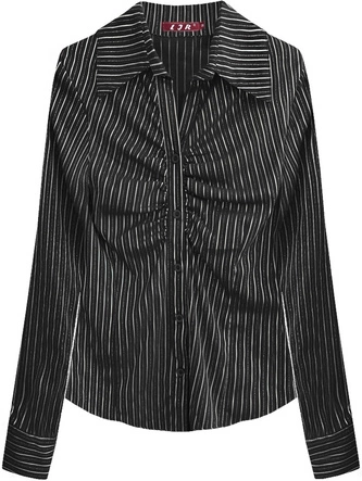 ELEGANCKA KOSZULA W PASKI CZARNA (1086)