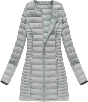 DŁUGA PIKOWANA KURTKA SZARA (21810)