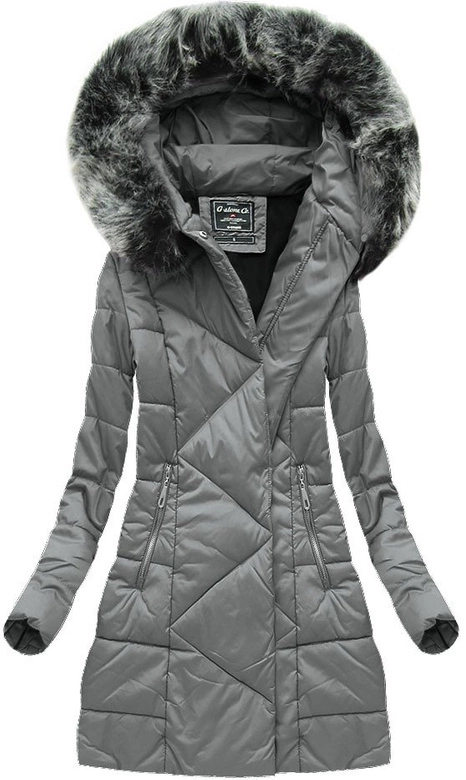 ASYMETRYCZNA KURTKA ZIMOWA SZARA (1768)