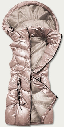 Damska kamizelka z kapturem blady róż (B8026-51)