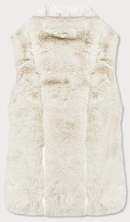 Krótka kamizelka futrzana z suwakami ecru (gsq2249)