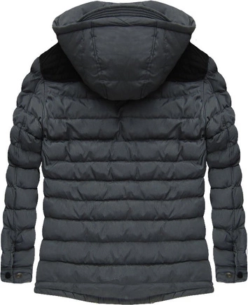MĘSKA KURTKA ZIMOWA Z KAPTUREM SZARA (M562)