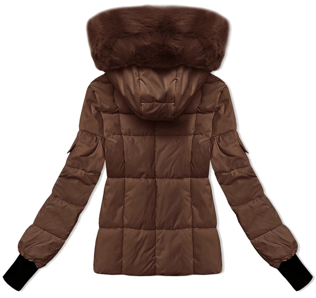 Zimowa kurtka damska z odpinanym kapturem S'west kakao (B8303-48)