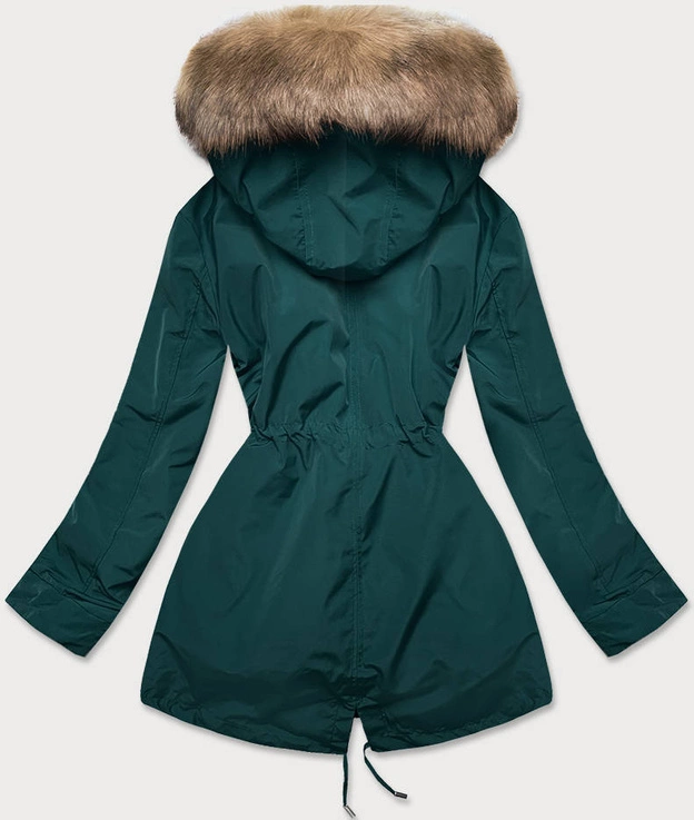 Damska kurtka zimowa na misiu zielony-ciemny beż (w553)