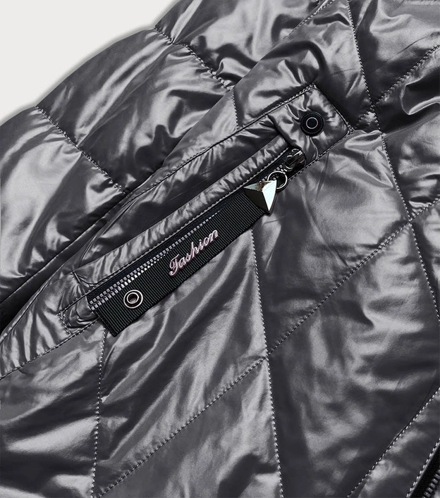 Damska kurtka z kapturem grafitowa (7726)