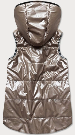 Rozkloszowany dwustronny bezrękawnik damski cappuccino (b8006-12)