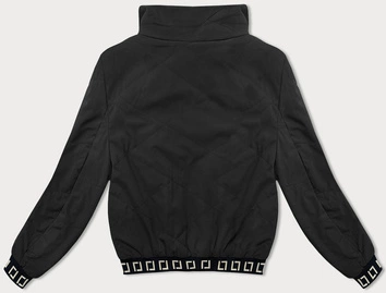 Krótka kurtka damska ze stójką czarna (5M3161)