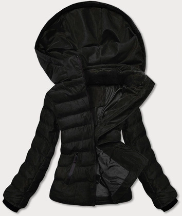 Damska kurtka zimowa z futrzaną stójką czarna (5M769-392)