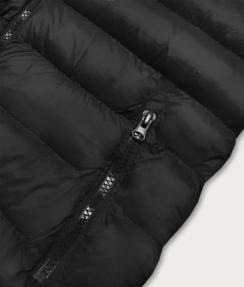 Krótka kamizelka pikowana damska czarna (23077-392)