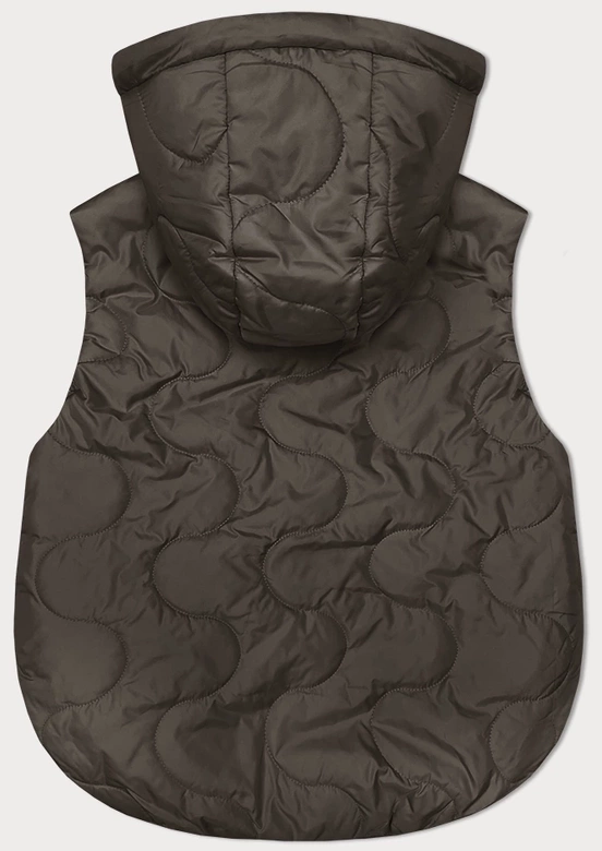 Krótki bezrękawnik damski z odpinanym kapturem BH Forever khaki (BH-2414)