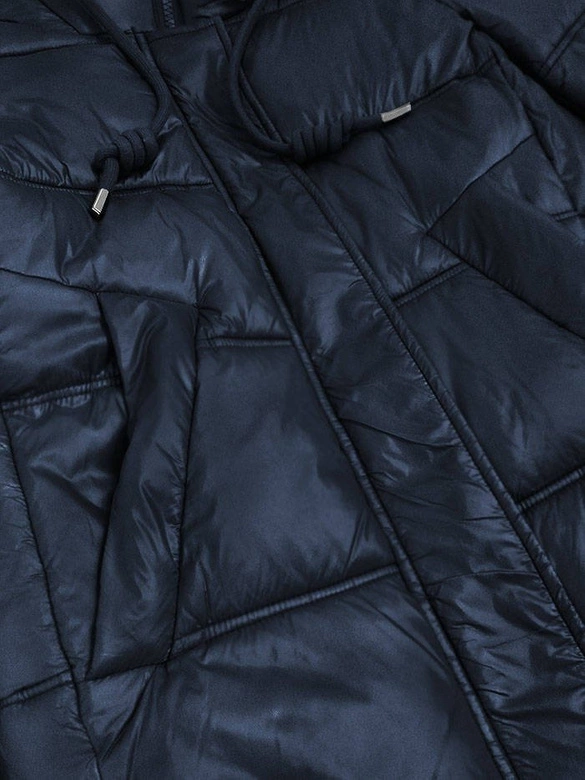 ASYMETRYCZNA DAMSKA KURTKA PIKOWANA GRANATOWA (7658)