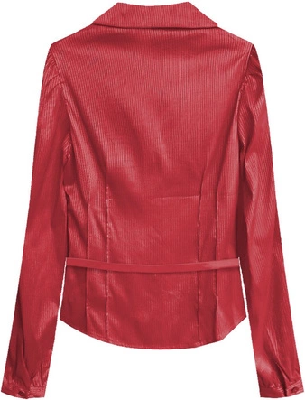 BŁYSZCZĄCA KOSZULA Z PASKIEM CZERWONA (X1007X)