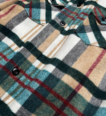 DAMSKA KOSZULA W KRATĘ CIEMNY ZIELONY/BEŻOWY (8075)