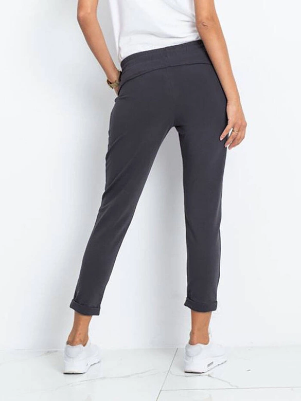 Spodnie damskie dzianinowe typu chino grafitowe (3589.10X)