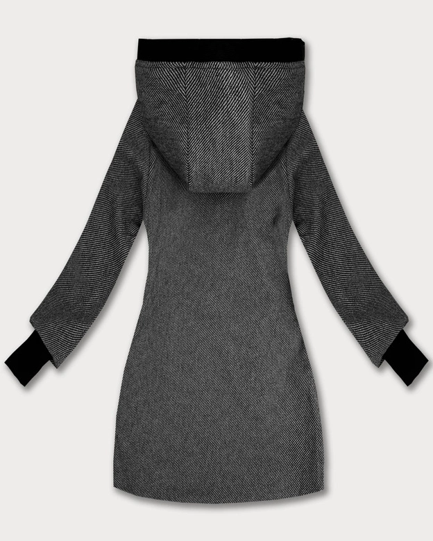 Cienka kurtka damska na podszewce S'West czarna-paseczki (B8541-1)