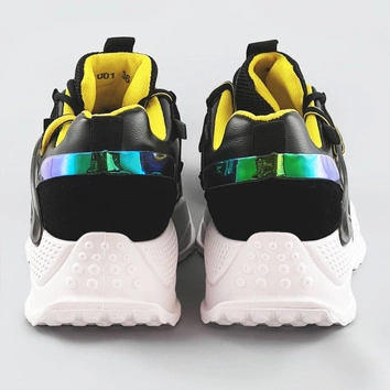 Sneakersy damskie z podwójnymi sznurówkami czarne (7001)