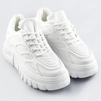 SPORTOWE BUTY DAMSKIE NA PLATFORMIE BIAŁE (S222)