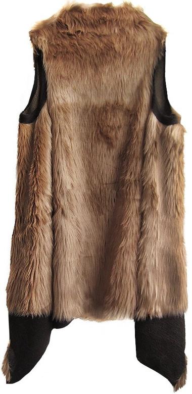 KAMIZELKA OVERSIZE Z FUTERKIEM KARMELOWA (455ART)