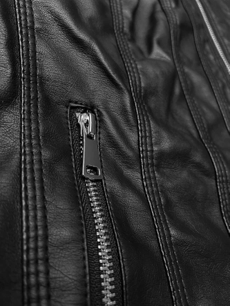 Klasyczna kurtka z eko-skóry plus size J Style czarna (11Z8133)